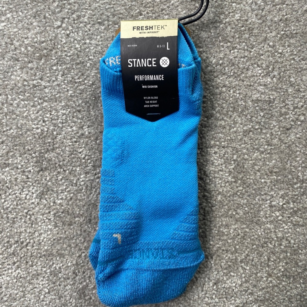 Stance Breezie Tab Performance Socks Mens Large Blue FreshTek Infiknit